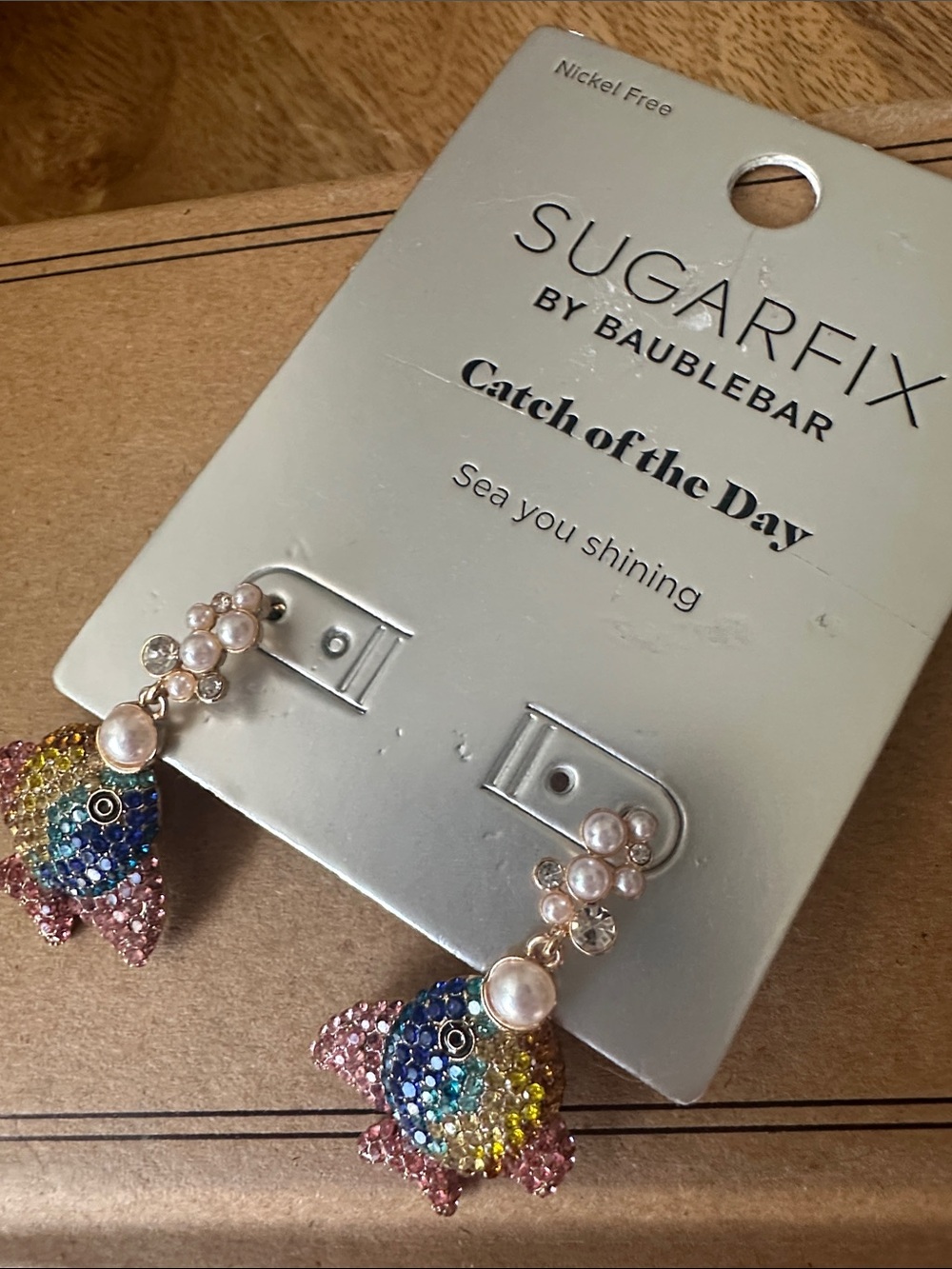 Sugarfix by BaubleBar Multicolor Fish Drop Earrings with Pearl Accents